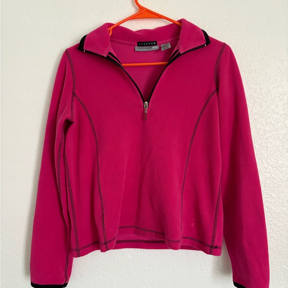 Oleg Cassini Sport Stretch Pink Athletic Outdoors Quarter Zip Pullover Jacket S